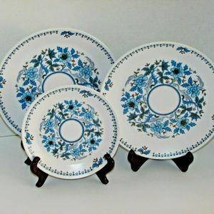 NORITAKE CHINA BLUE MOON Vintage Plates Salad & Bread Japan 9022 Bohemian Retro